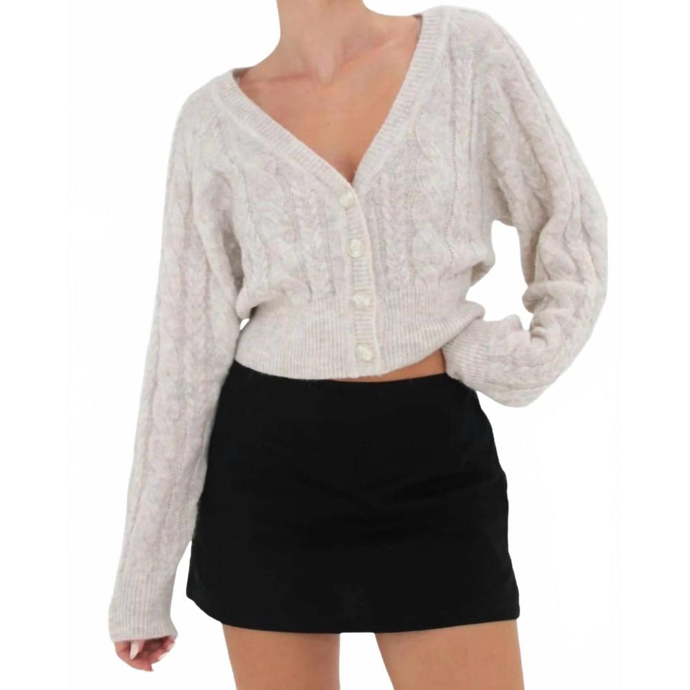 NEW RUMORED frenchie button front cardigan in cream